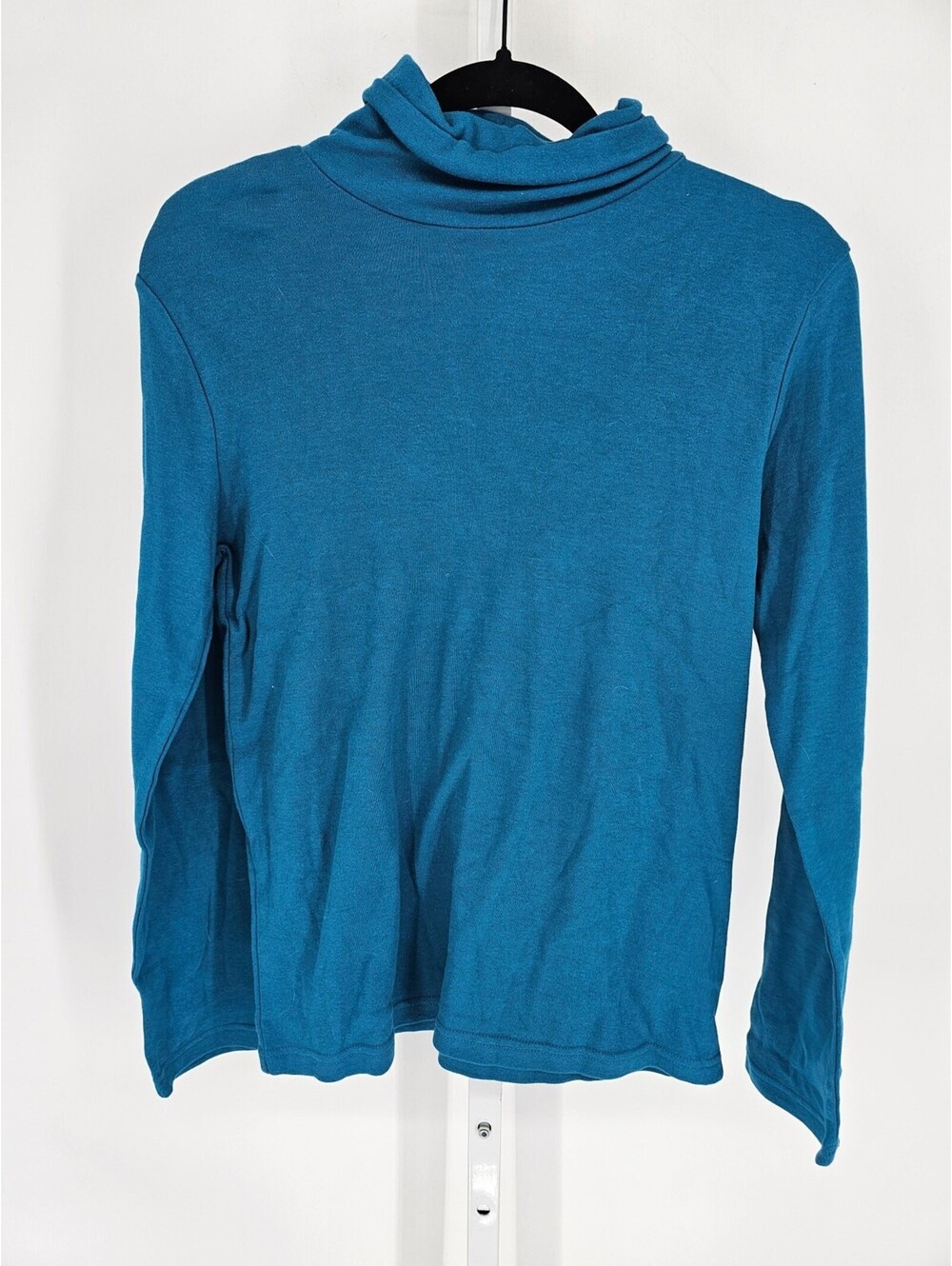 White Stag Womens Sz M Long Sleeve Turtleneck T Shirt Blue 100% Cotton